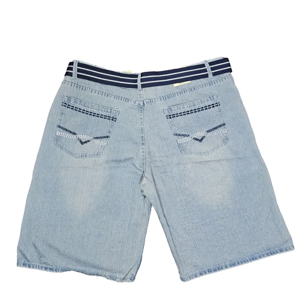 Brooklyn Express Men's Denim‎ Shorts Size 46 Bleach Blast Embroidered Pockets